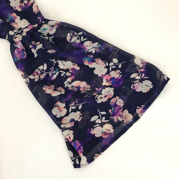 Decree Floral Bell Sleeve Blouse Women's Size Large Lace Up Sheer Spring Casual - Picture 6 of 12